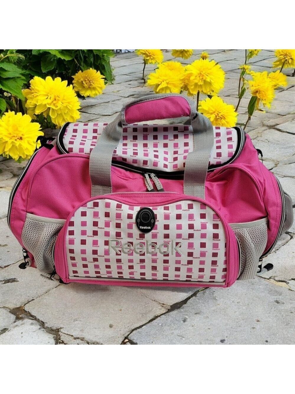Reebok Pink/White Duffel Bag - Very Good Condition (2)